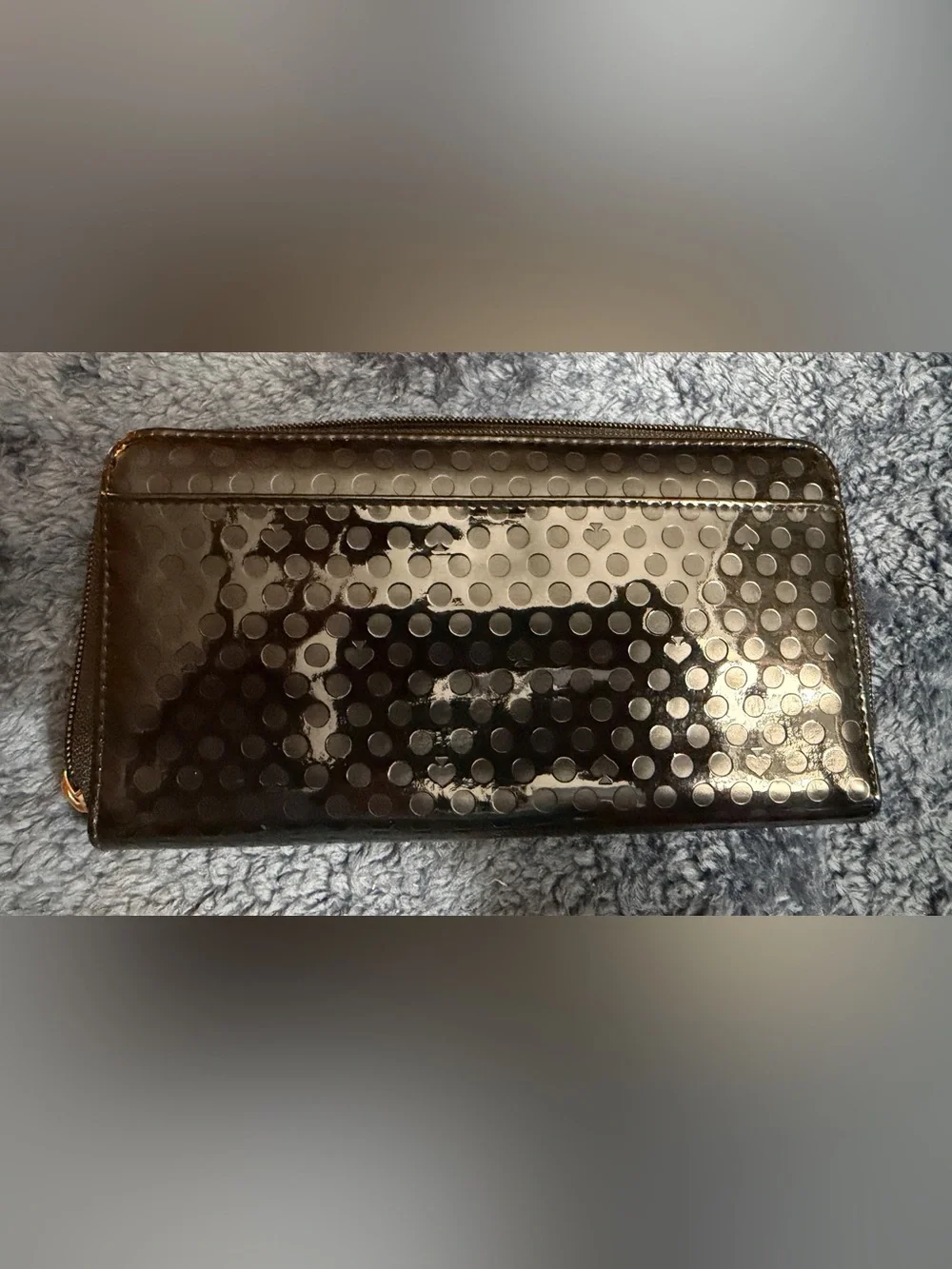 Kate spade Black Patent Dot Zip-Around Wallet